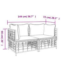Ecksofas mit Kissen 2 Stk. Modular Poly Rattan
