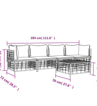 5-tlg. Garten-Lounge-Set mit Kissen Anthrazit Poly Rattan