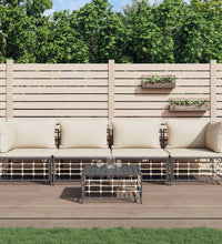 5-tlg. Garten-Lounge-Set mit Kissen Anthrazit Poly Rattan