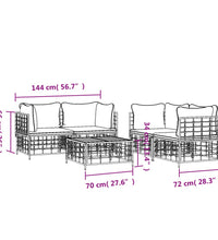 5-tlg. Garten-Lounge-Set mit Kissen Anthrazit Poly Rattan