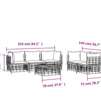 6-tlg. Garten-Lounge-Set mit Kissen Anthrazit Poly Rattan