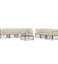 8-tlg. Garten-Lounge-Set mit Kissen Anthrazit Poly Rattan