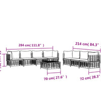 8-tlg. Garten-Lounge-Set mit Kissen Anthrazit Poly Rattan