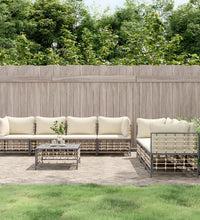 8-tlg. Garten-Lounge-Set mit Kissen Anthrazit Poly Rattan