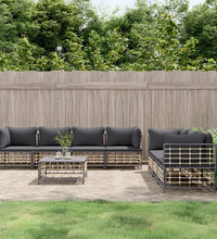 8-tlg. Garten-Lounge-Set mit Kissen Anthrazit Poly Rattan