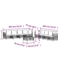 9-tlg. Garten-Lounge-Set mit Kissen Anthrazit Poly Rattan