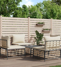 5-tlg. Garten-Lounge-Set mit Kissen Anthrazit Poly Rattan