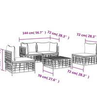 5-tlg. Garten-Lounge-Set mit Kissen Anthrazit Poly Rattan