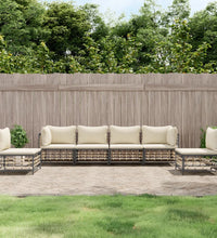 6-tlg. Garten-Lounge-Set mit Kissen Anthrazit Poly Rattan