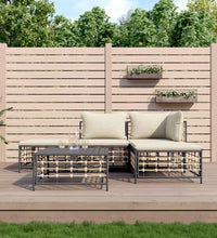 5-tlg. Garten-Lounge-Set mit Kissen Anthrazit Poly Rattan