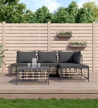 5-tlg. Garten-Lounge-Set mit Kissen Anthrazit Poly Rattan