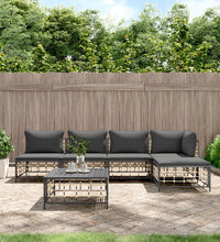 6-tlg. Garten-Lounge-Set mit Kissen Anthrazit Poly Rattan