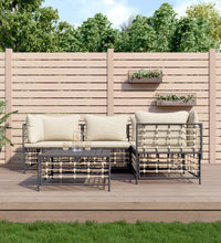 5-tlg. Garten-Lounge-Set mit Kissen Anthrazit Poly Rattan