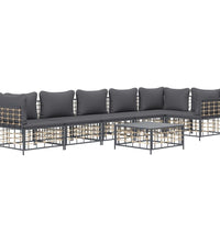 7-tlg. Garten-Lounge-Set mit Kissen Anthrazit Poly Rattan
