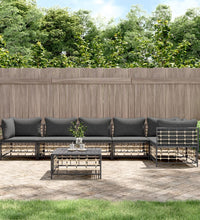 7-tlg. Garten-Lounge-Set mit Kissen Anthrazit Poly Rattan