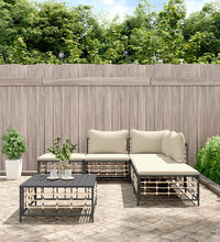 6-tlg. Garten-Lounge-Set mit Kissen Anthrazit Poly Rattan