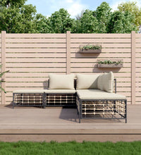 5-tlg. Garten-Lounge-Set mit Kissen Anthrazit Poly Rattan