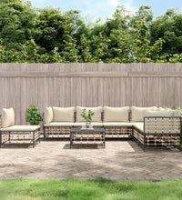 8-tlg. Garten-Lounge-Set mit Kissen Anthrazit Poly Rattan