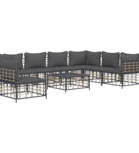 8-tlg. Garten-Lounge-Set mit Kissen Anthrazit Poly Rattan