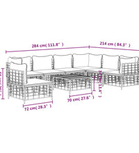 8-tlg. Garten-Lounge-Set mit Kissen Anthrazit Poly Rattan