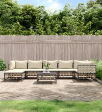 8-tlg. Garten-Lounge-Set mit Kissen Anthrazit Poly Rattan