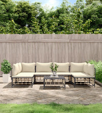 7-tlg. Garten-Lounge-Set mit Kissen Anthrazit Poly Rattan