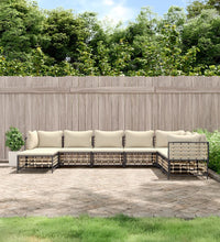 8-tlg. Garten-Lounge-Set mit Kissen Anthrazit Poly Rattan