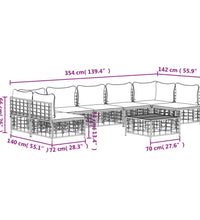 8-tlg. Garten-Lounge-Set mit Kissen Anthrazit Poly Rattan