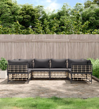 6-tlg. Garten-Lounge-Set mit Kissen Anthrazit Poly Rattan