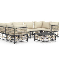 7-tlg. Garten-Lounge-Set mit Kissen Anthrazit Poly Rattan