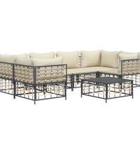 7-tlg. Garten-Lounge-Set mit Kissen Anthrazit Poly Rattan