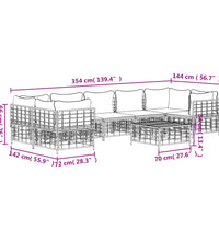 8-tlg. Garten-Lounge-Set mit Kissen Anthrazit Poly Rattan