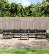 8-tlg. Garten-Lounge-Set mit Kissen Anthrazit Poly Rattan