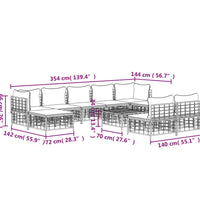 10-tlg. Garten-Lounge-Set mit Kissen Anthrazit Poly Rattan