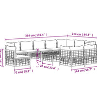 11-tlg. Garten-Lounge-Set mit Kissen Anthrazit Poly Rattan