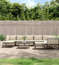 10-tlg. Garten-Lounge-Set mit Kissen Anthrazit Poly Rattan