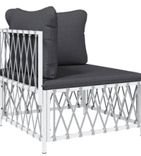 7-tlg. Garten-Lounge-Set mit Kissen Weiß Stahl