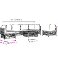7-tlg. Garten-Lounge-Set mit Kissen Weiß Stahl