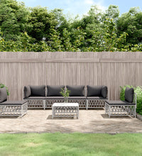 7-tlg. Garten-Lounge-Set mit Kissen Weiß Stahl