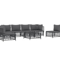 7-tlg. Garten-Lounge-Set mit Kissen Anthrazit Stahl