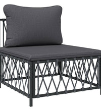 7-tlg. Garten-Lounge-Set mit Kissen Anthrazit Stahl