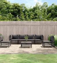 7-tlg. Garten-Lounge-Set mit Kissen Anthrazit Stahl