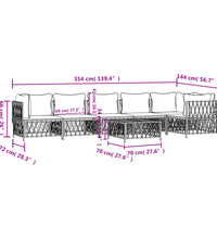 7-tlg. Garten-Lounge-Set mit Kissen Weiß Stahl