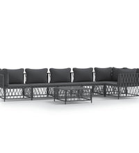 7-tlg. Garten-Lounge-Set mit Kissen Anthrazit Stahl