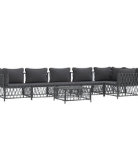 7-tlg. Garten-Lounge-Set mit Kissen Anthrazit Stahl