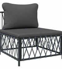 7-tlg. Garten-Lounge-Set mit Kissen Anthrazit Stahl