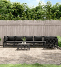 7-tlg. Garten-Lounge-Set mit Kissen Anthrazit Stahl