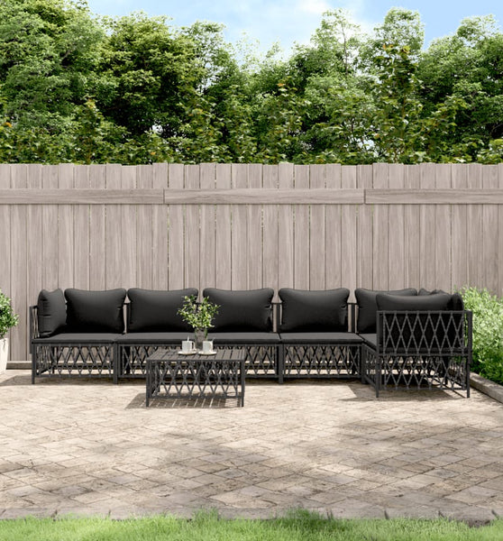 7-tlg. Garten-Lounge-Set mit Kissen Anthrazit Stahl