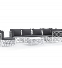7-tlg. Garten-Lounge-Set mit Kissen Weiß Stahl