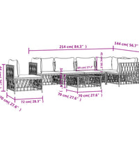7-tlg. Garten-Lounge-Set mit Kissen Weiß Stahl